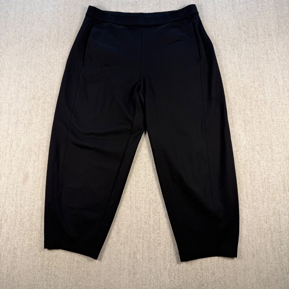 Eileen Fisher Lantern Pants Women PL Black Tencel Lyocell Cropped Tapered Leg